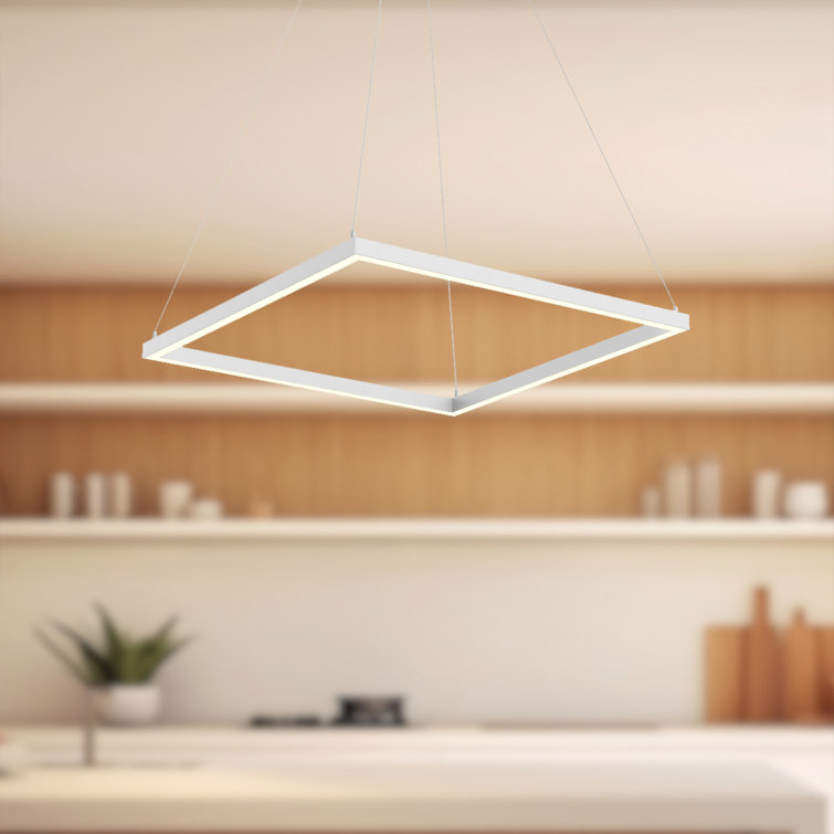 White Aluminum Square LED Pendant Light