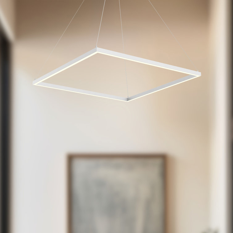 White Aluminum Square LED Pendant Light
