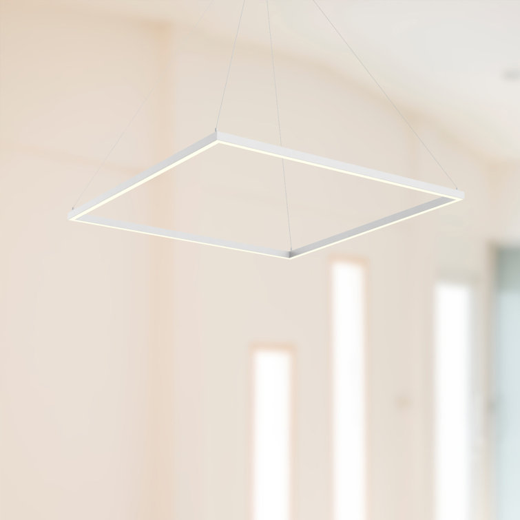 Piazza White LED Square Aluminum Chandelier 35.38"