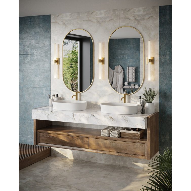 Rona Gold LED Vanity Light with Dimmable Opal Glass Tubes