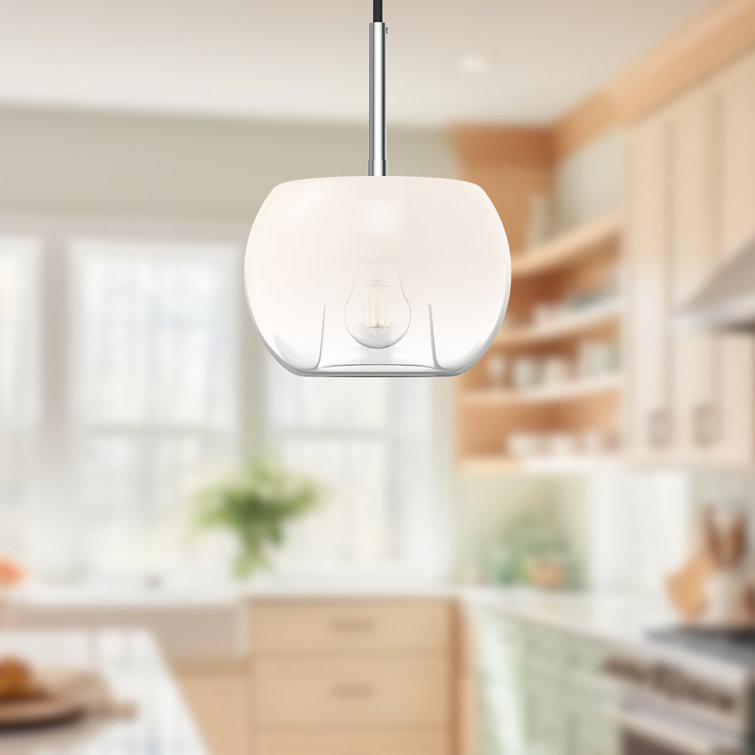 Samar Chrome and Opal Glass Pendant Light