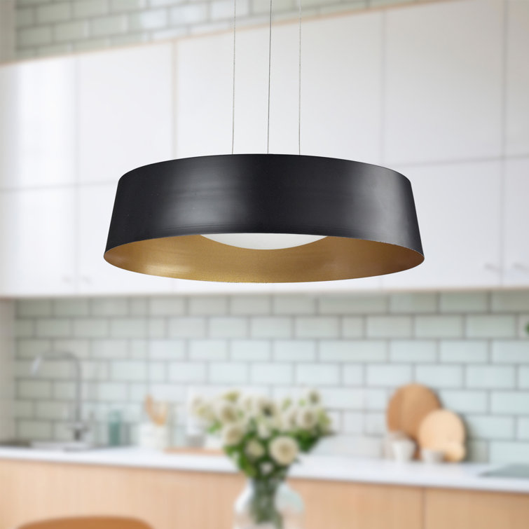 Sampson Black and Gold Drum LED Pendant Light