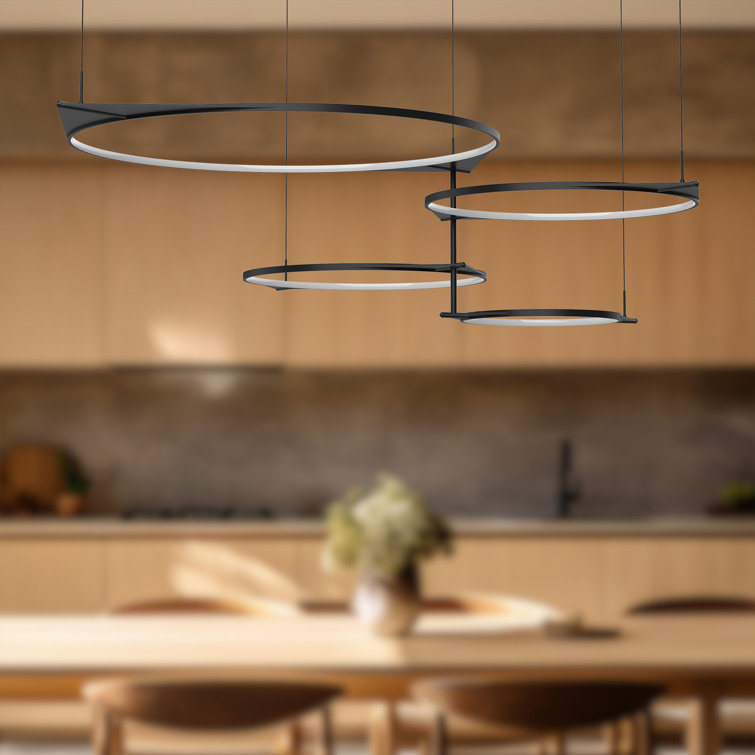 Serif Adjustable 90W LED Black Aluminum Kitchen Island Pendant