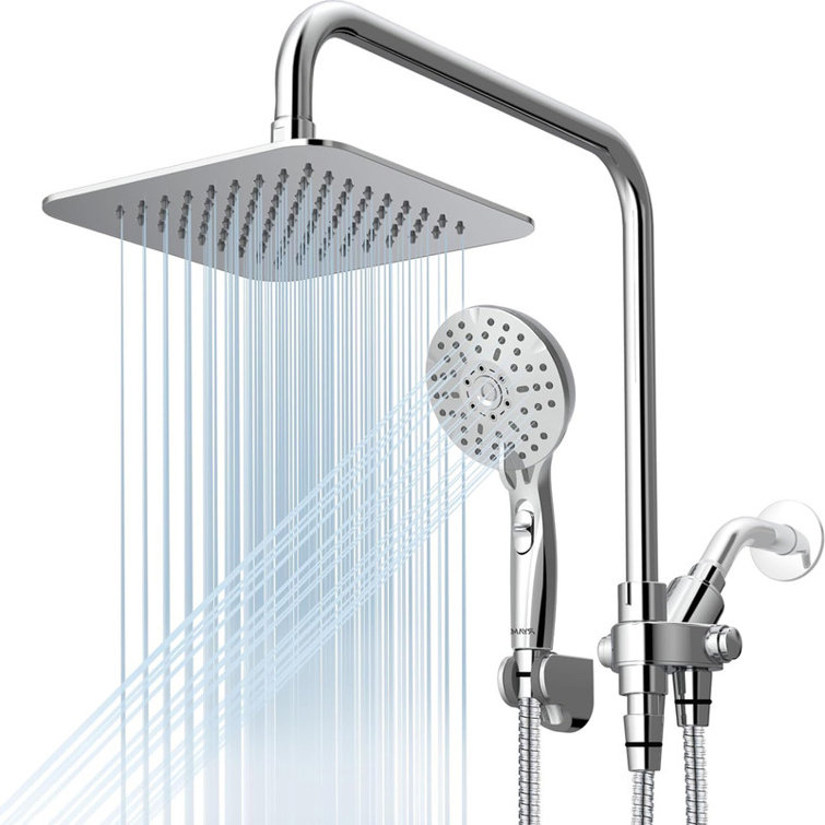 8'' Chrome Adjustable Dual Shower Head Combo with Filter