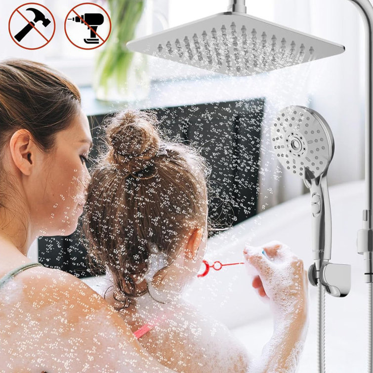 8'' Chrome Adjustable Dual Shower Head Combo with Filter