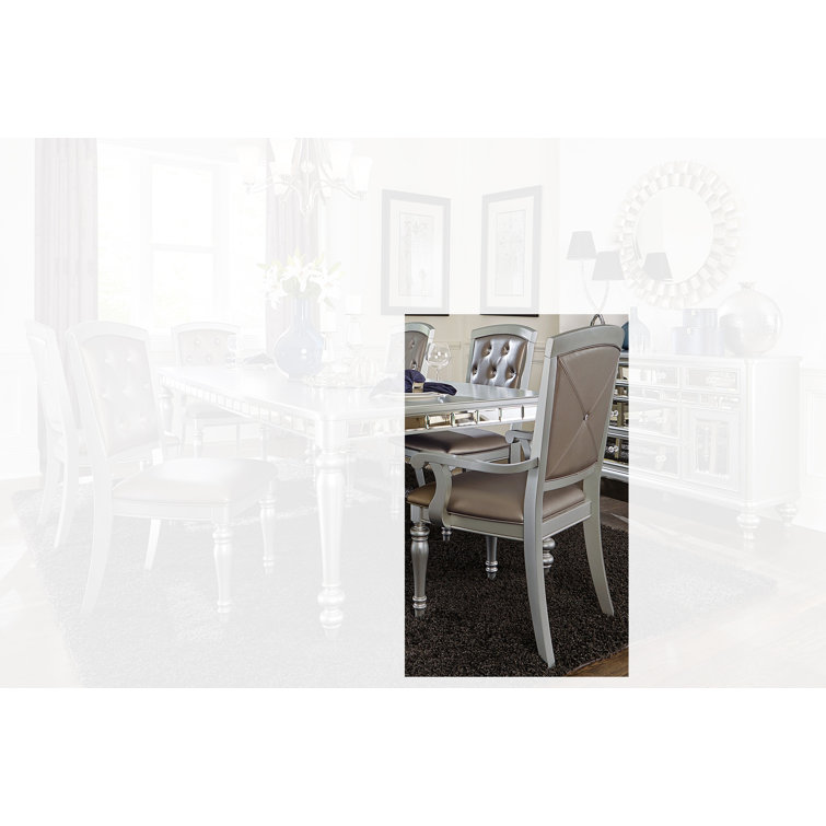 Beige Faux Leather Upholstered Arm Chair with Turned Legs