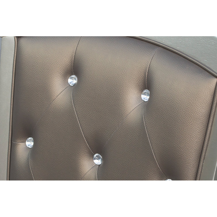 Beige Faux Leather Upholstered Arm Chair with Turned Legs