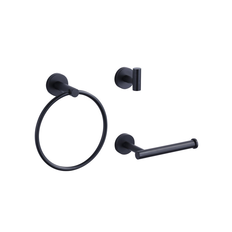 Matte Black 3-Piece Metal Bathroom Hardware Set