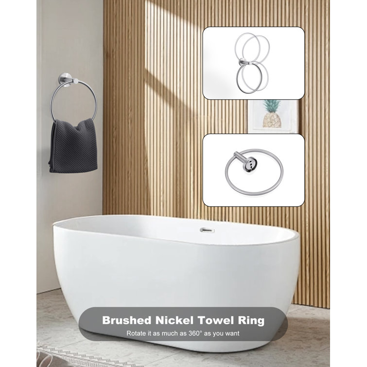 Brushed Nickel 3-Piece Bathroom Hardware Set with Towel Ring, Hook, and Holder