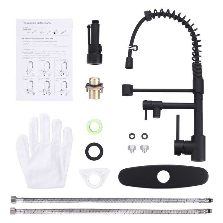 Matte Black Brass Pull Down Sprayer Kitchen Faucet
