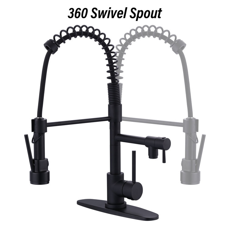 Matte Black Brass Pull Down Sprayer Kitchen Faucet