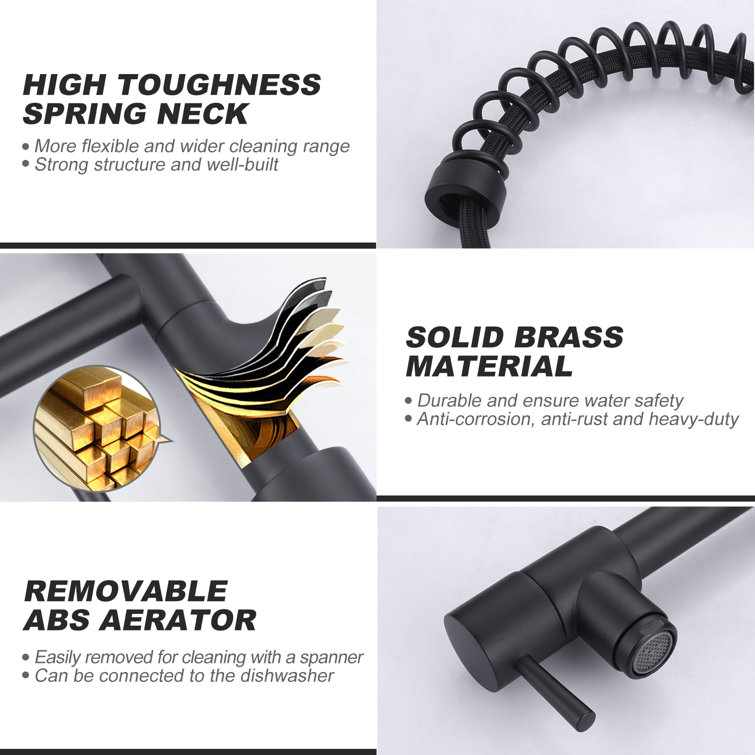 Matte Black Brass Pull Down Sprayer Kitchen Faucet