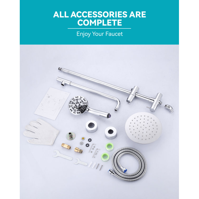 Polished Chrome 7-Spray Multifunction Wall Bar Shower Kit
