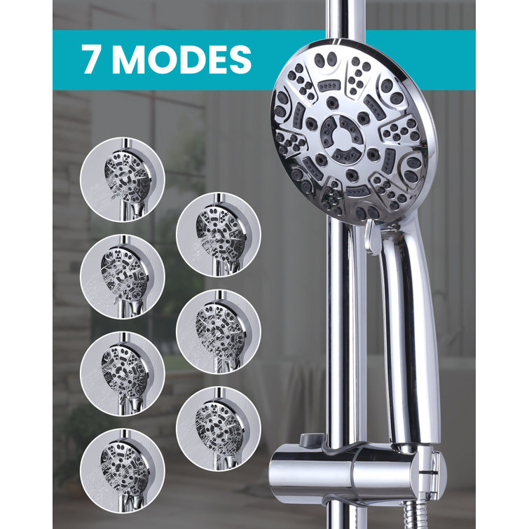 Polished Chrome 7-Spray Multifunction Wall Bar Shower Kit