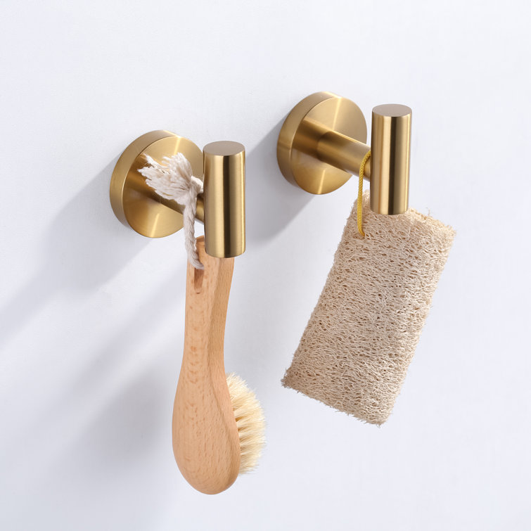 Brushed Gold Stainless Steel Wall Mounted J-Hook Set