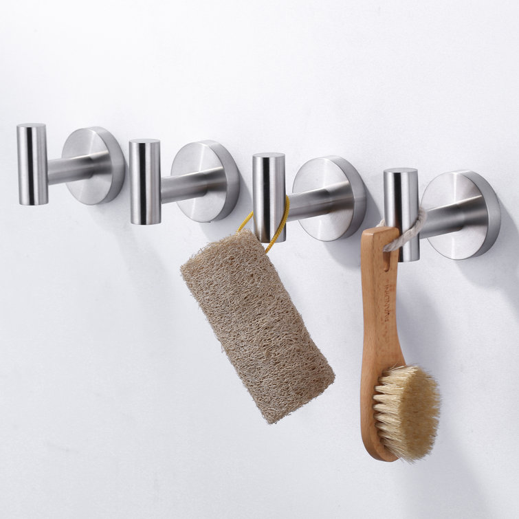 Brushed Nickel Wall Mounted J-Hook Towel Hooks (4-Pack)