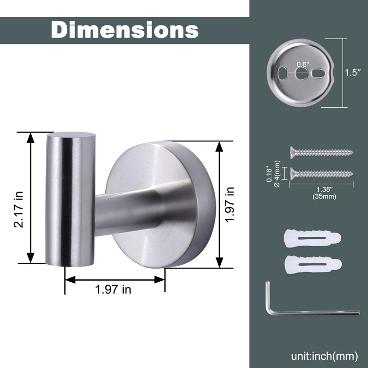 Brushed Nickel Wall Mounted J-Hook Towel Hooks (4-Pack)