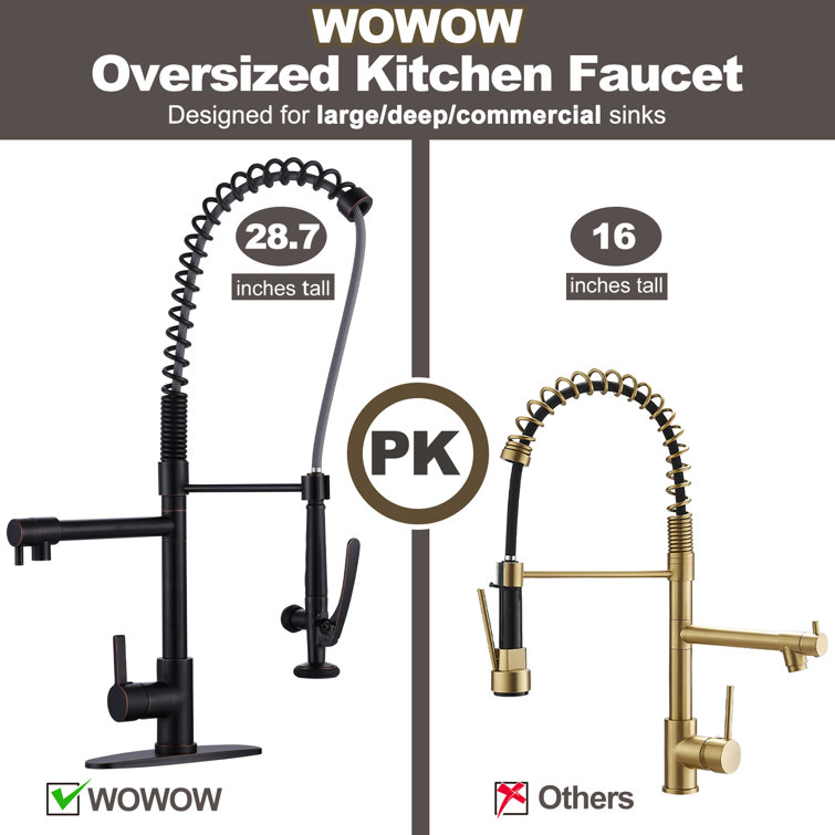 Oil Rubbed Bronze High-Arc Single Handle Kitchen Faucet with Pull-out Spray