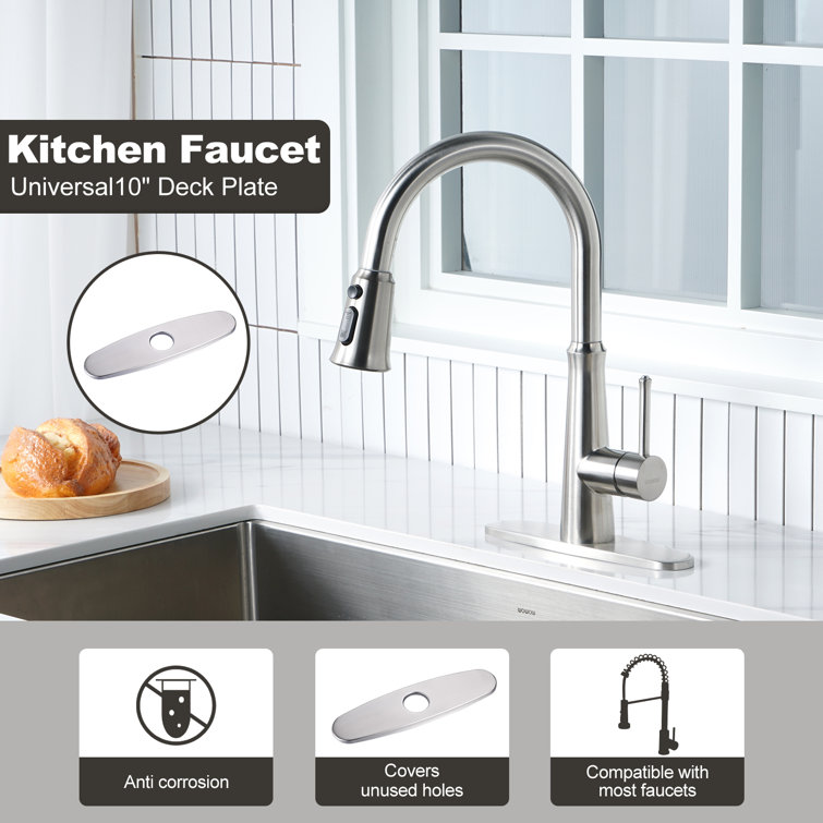 10-Inch Escutcheon Hole Covers In Stainless Steel , Suitable For 1 Or 3-Hole Bathroom Or Kitchen Sink Faucets