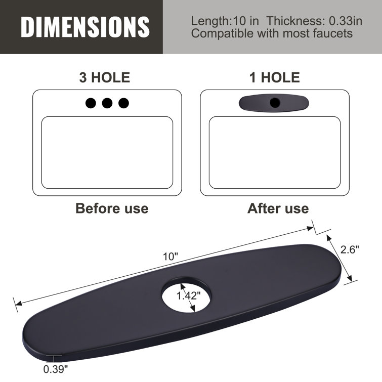 iVIGA VCC08B 10-Inch Escutcheon Hole Covers In Stainless Steel , Suitable For 1 Or 3-Hole Bathroom Or Kitchen Sink Faucets