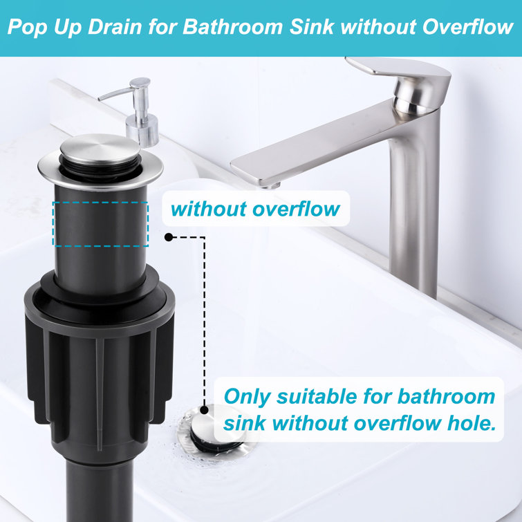 Brushed Nickel Pop-Up Drain Assembly for Bathroom Sink