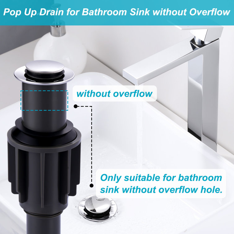Polished Chrome Pop-Up Drain Assembly for Bathroom Sinks