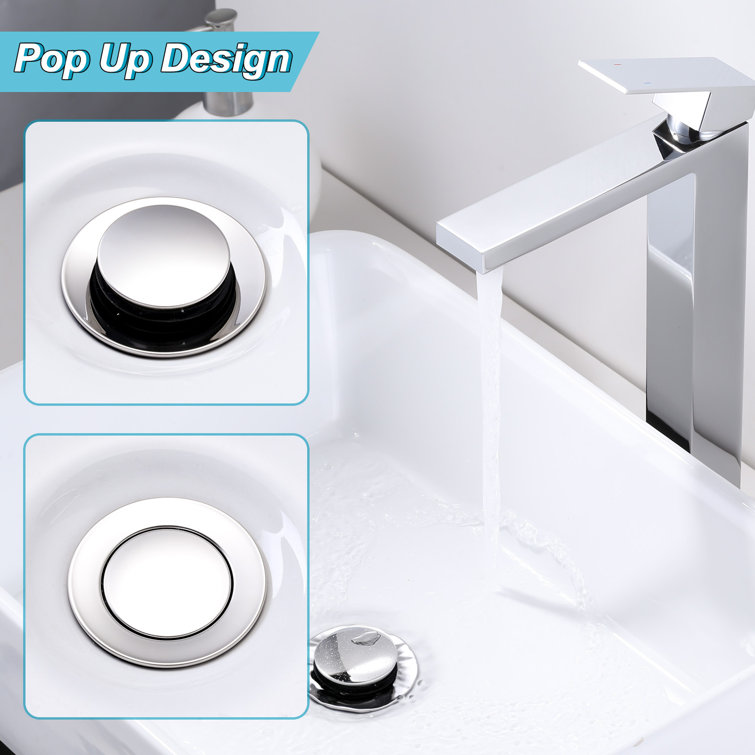 Polished Chrome Pop-Up Drain Assembly for Bathroom Sinks