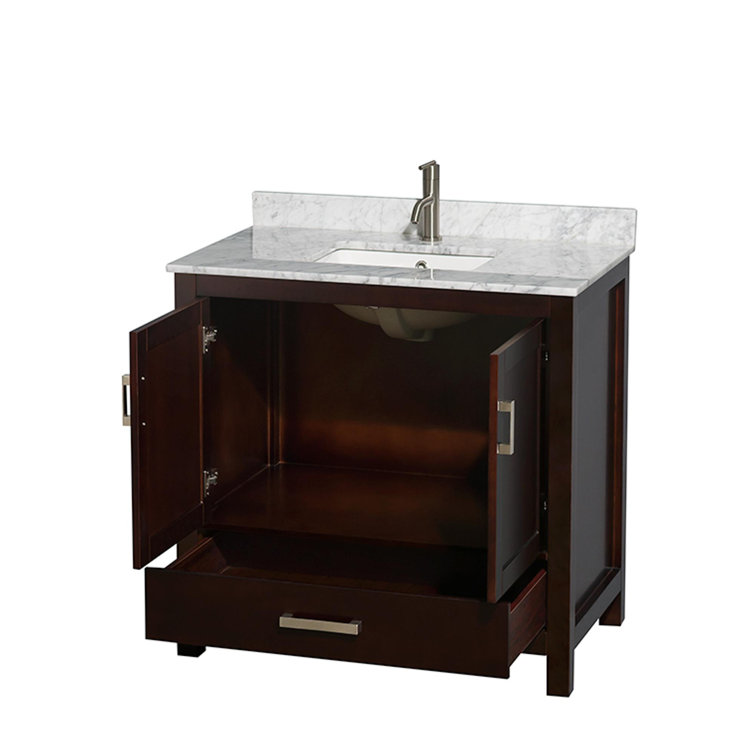 Sheffield Espresso 36'' Freestanding Single Bathroom Vanity with Stone Top