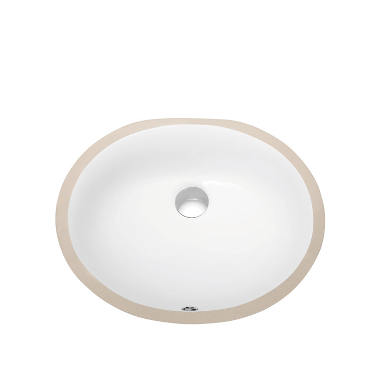 White Ceramic Round Undermount Bathroom Sink with Overflow