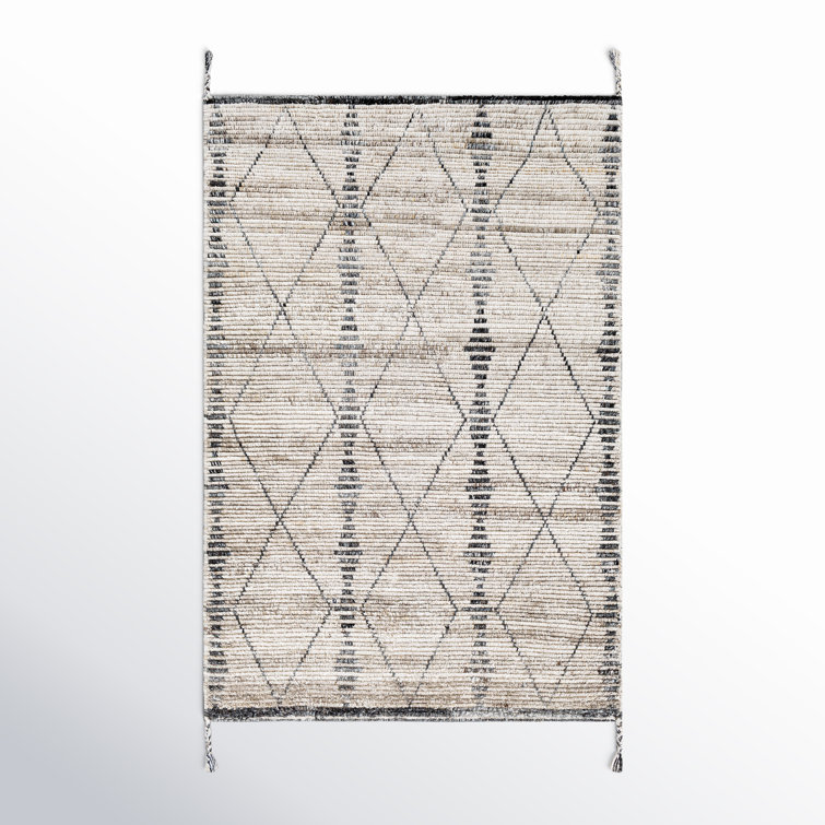Modern Geometric Gray 2' x 3' Hand-Knotted Synthetic Area Rug