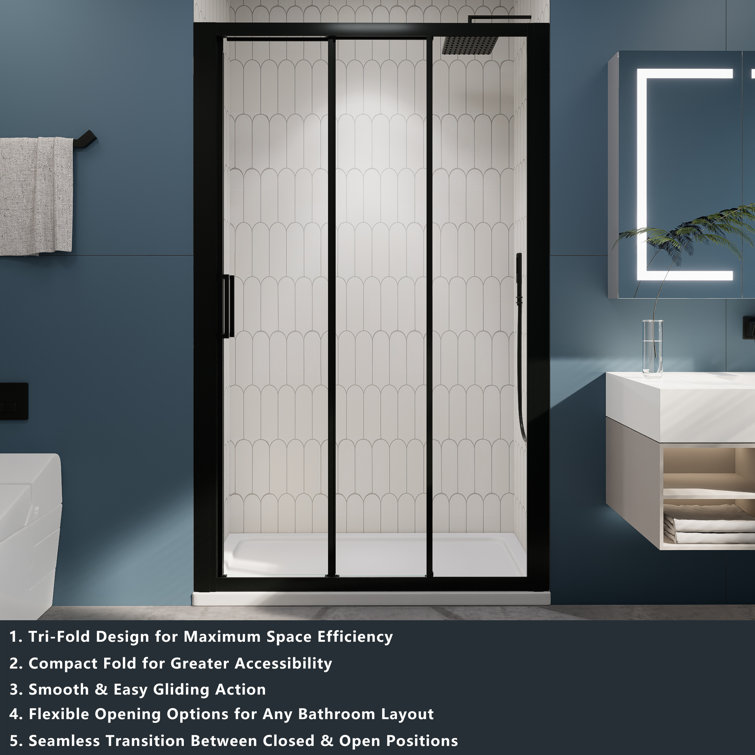 70" Matte Black Aluminum and Glass Sliding Shower Door