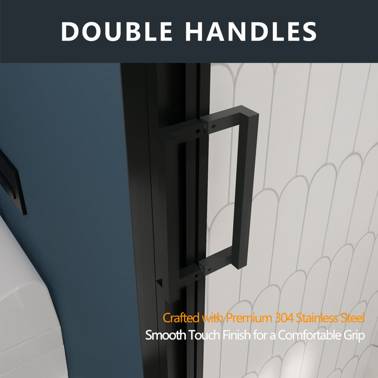 70" Matte Black Aluminum and Glass Sliding Shower Door