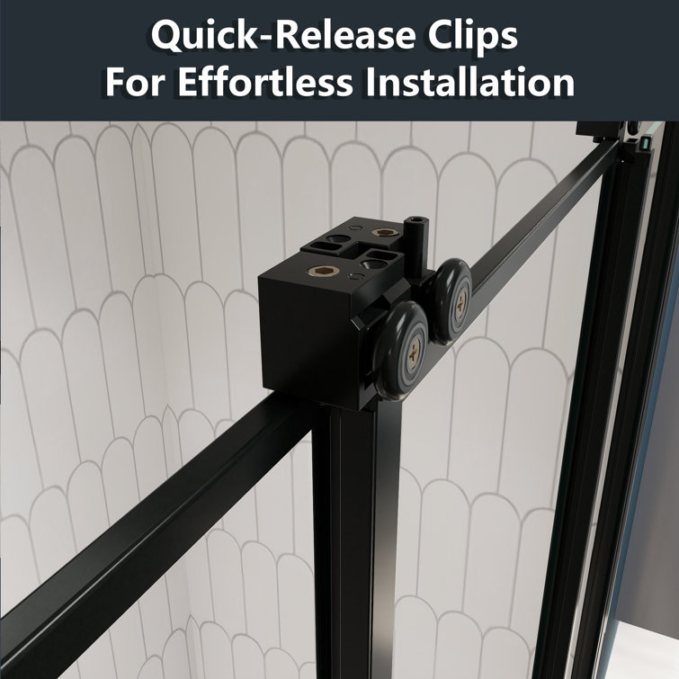 70" Matte Black Aluminum and Glass Sliding Shower Door