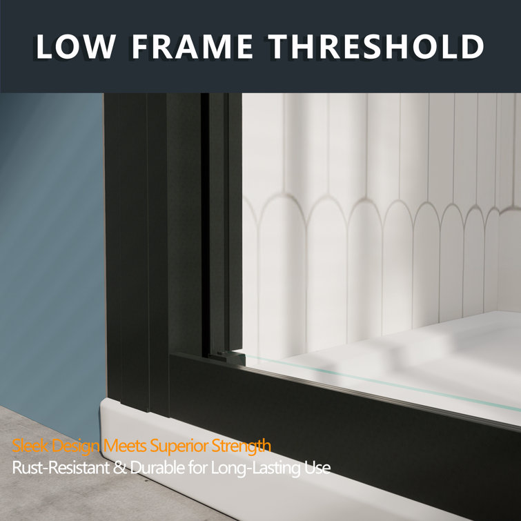 70" Matte Black Aluminum and Glass Sliding Shower Door