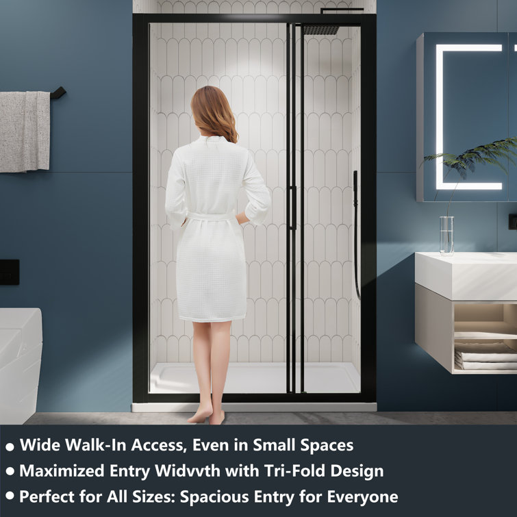 70" Matte Black Aluminum and Glass Sliding Shower Door