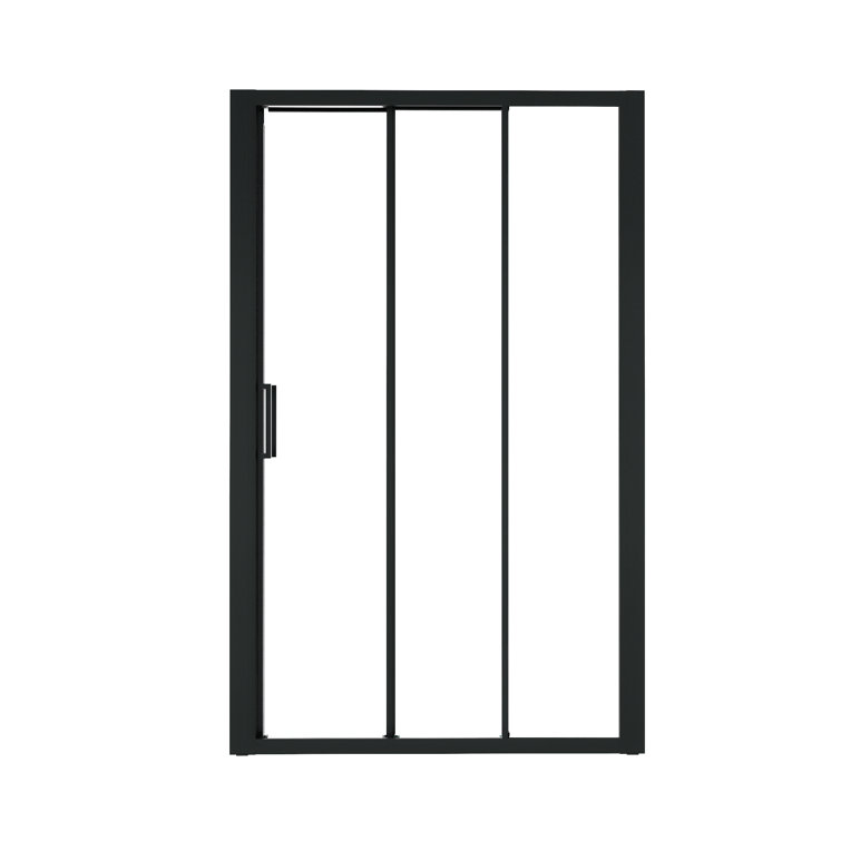 70" Matte Black Aluminum and Glass Sliding Shower Door