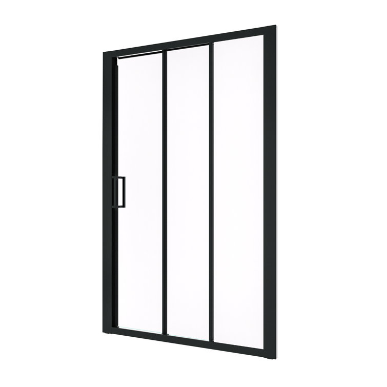 70" Matte Black Aluminum and Glass Sliding Shower Door