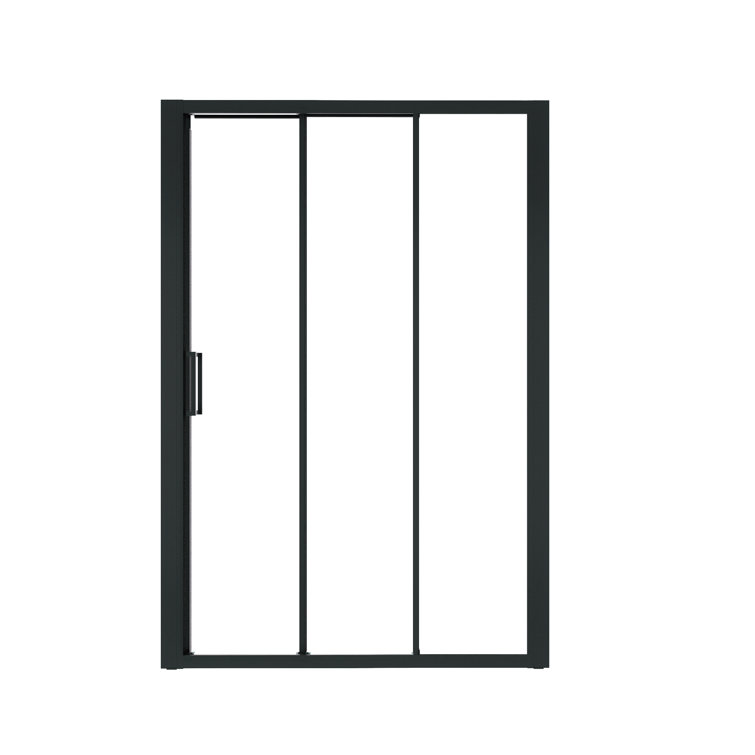 54" Matte Black Semi-Frameless Sliding Shower Door with Clear Glass