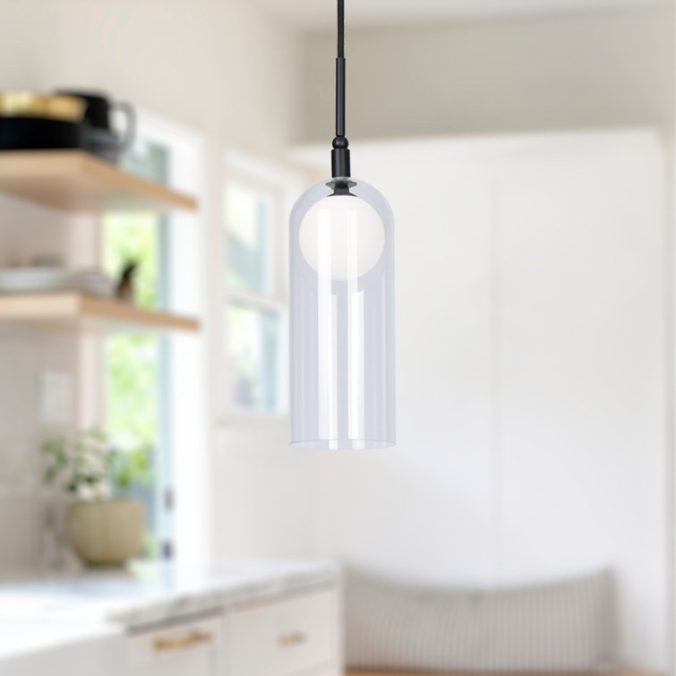 Black and Brushed Nickel Glass LED Pendant Light