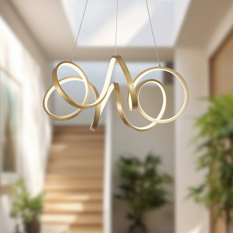 Antique Brass Helical LED Pendant Light