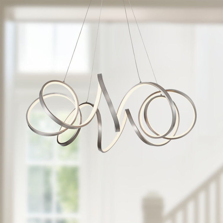 Synergy Antique Silver 34'' LED Helical Pendant Light in Brass