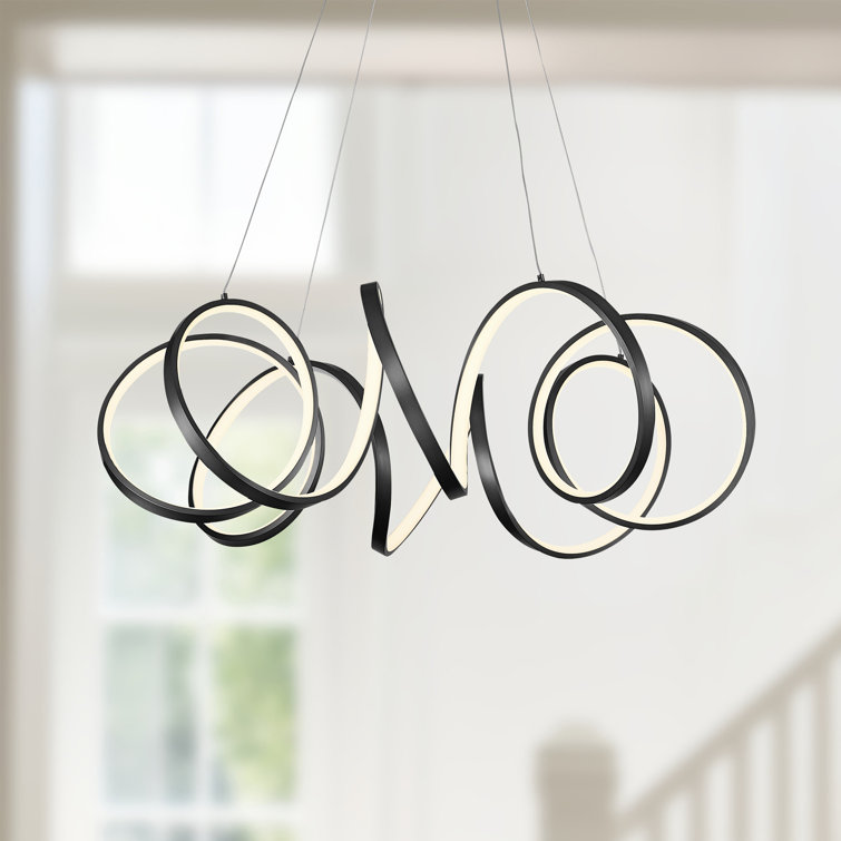 Synergy Black LED Chandelier with Soft Light Opal Lens
