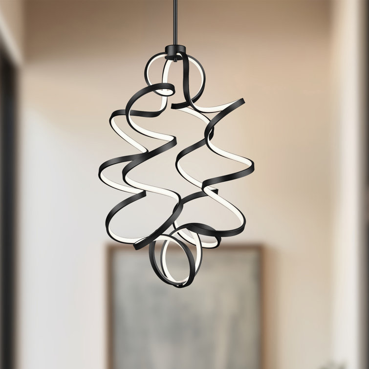 Synergy 34'' Black LED Unique Statement Pendant Light