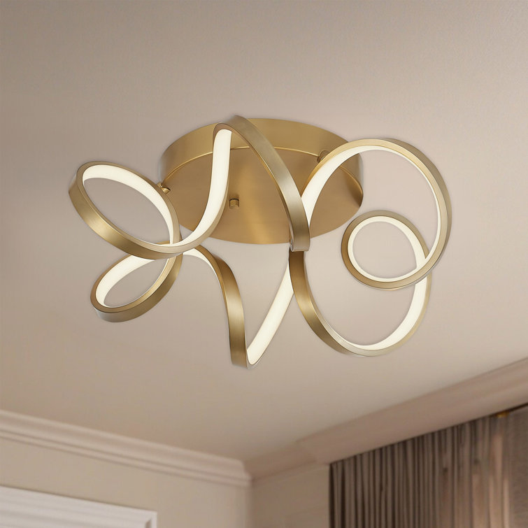 Antique Brass 20" Aluminum LED Flush Mount Light
