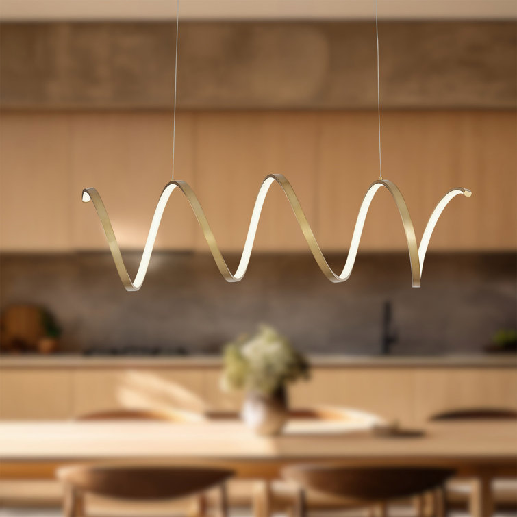 Antique Brass LED Linear Pendant Light