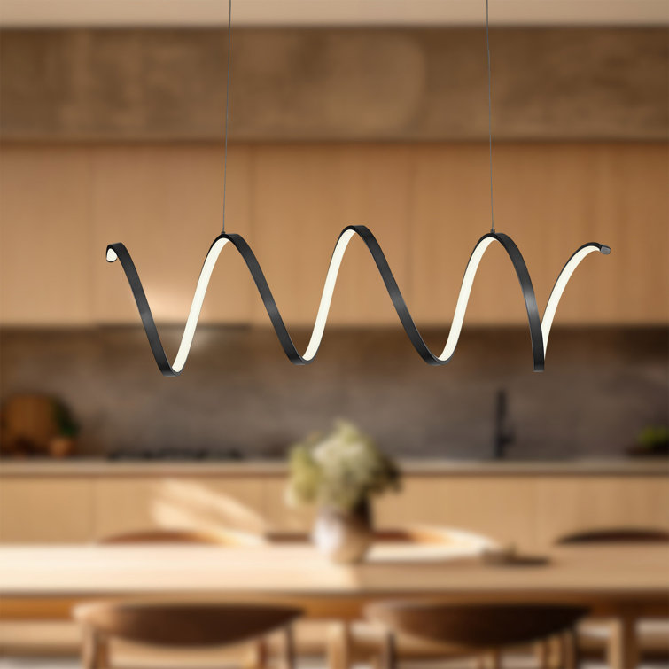 Synergy Black Aluminum LED Kitchen Island Pendant, 41.75"