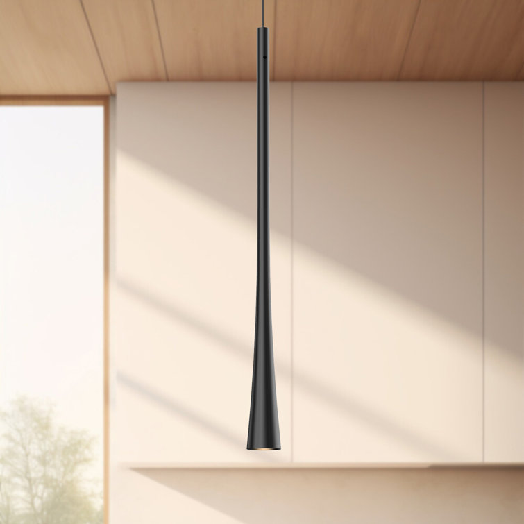Modern Tapered LED Pendant Light in Black and Brushed Nickel