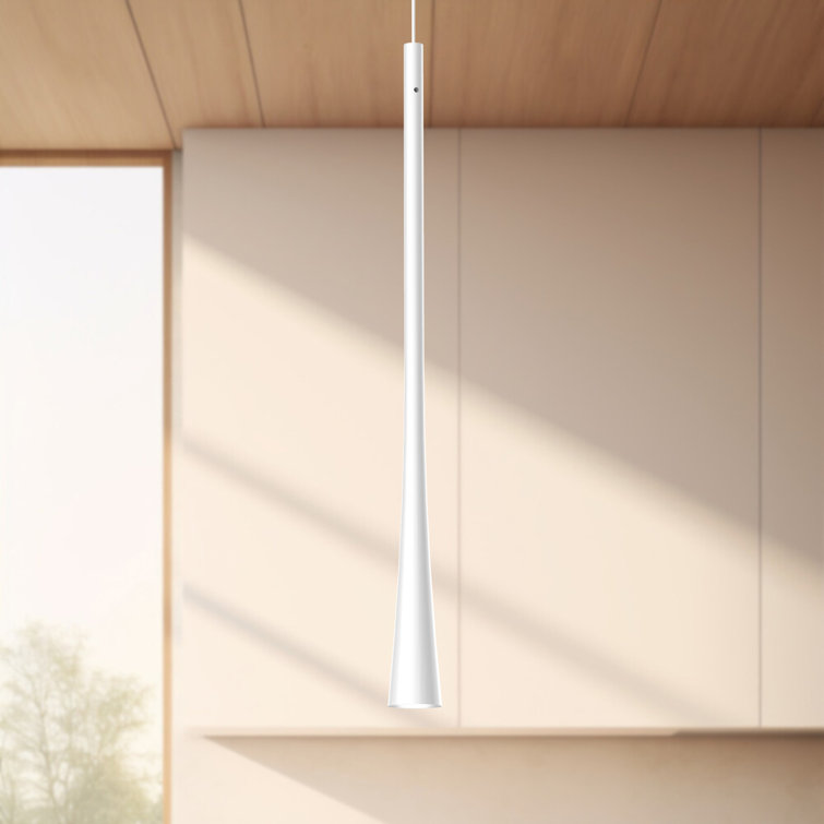 White Aluminum LED Single Pendant Light, 15.75" Height
