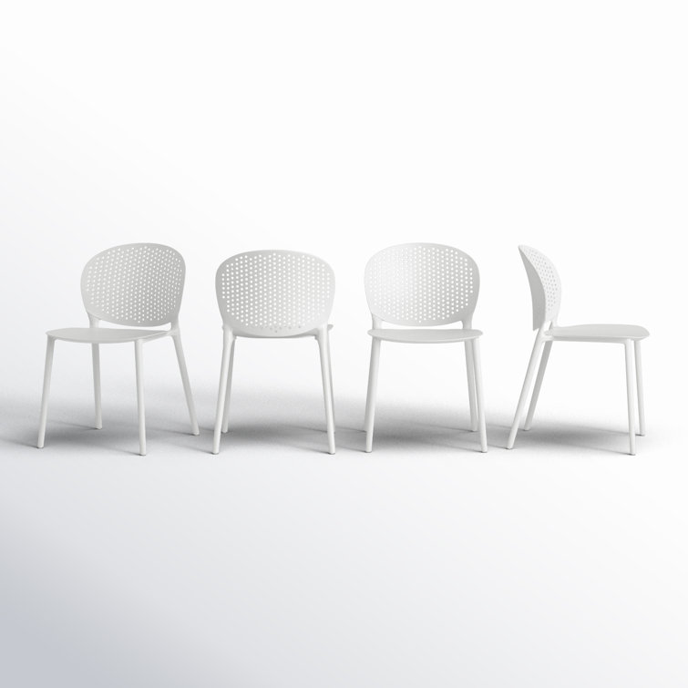 White Polypropylene Armless Outdoor Stacking Dining Side Chair Set