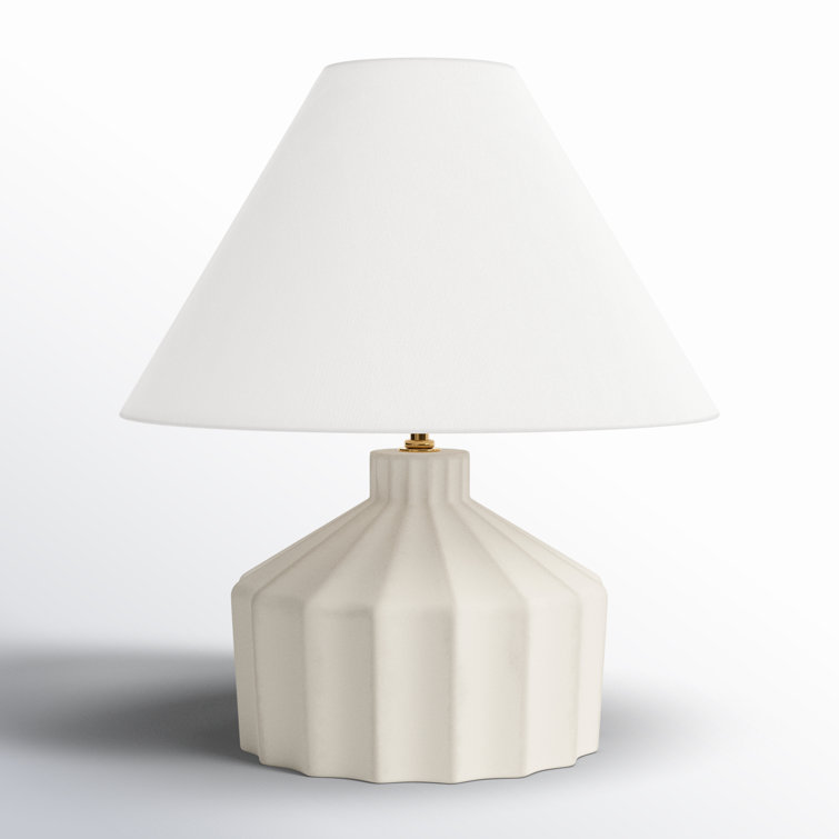 Small Matte Concrete Table Lamp with White Linen Shade